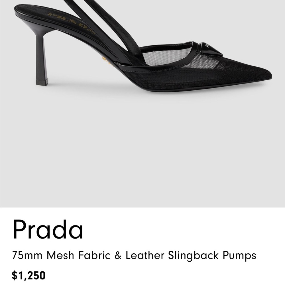 Prada Black Mesh & Leather Slingback Pumps